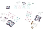 Jeu de société avec cartes, jetons et plateau de jeu