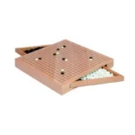 Plateau de jeu de go en bois avec pions noirs et blancs