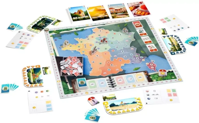 Jeu de société avec carte de France colorée et accessoires