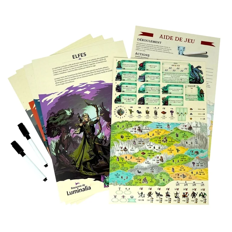 Jeu de plateau Luminalia avec plateau de jeu, cartes et figurines