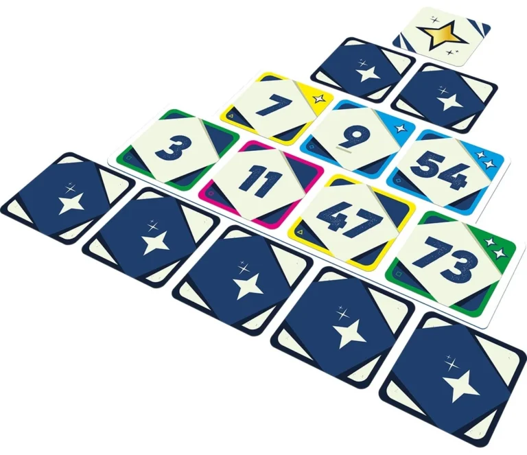 Jeu de cartes numérotées avec étoiles colorées