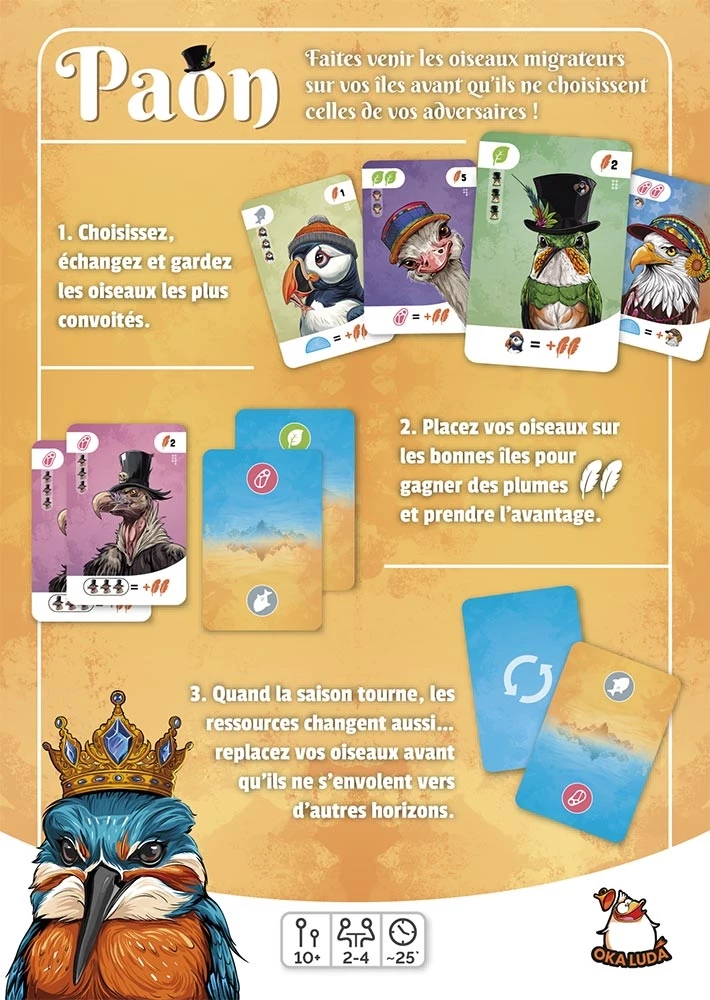 Règles jeu Paôn oiseaux migrateurs cartes stratégie