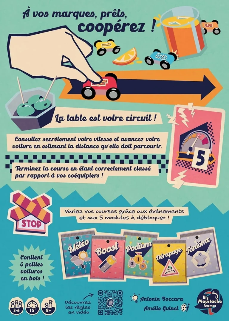 Affiche jeu de course voitures enfants avec modules thématiques
