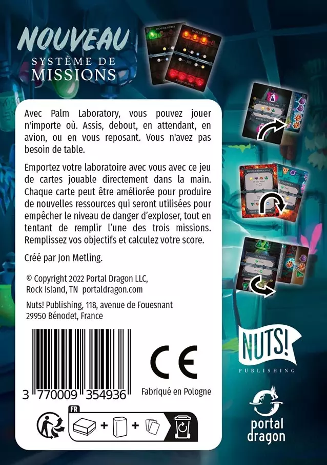 Boîte jeu Palm Laboratory système missions cartes