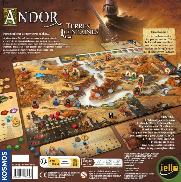 Jeu de plateau Andor Terres Lointaines avec cartes et figurines