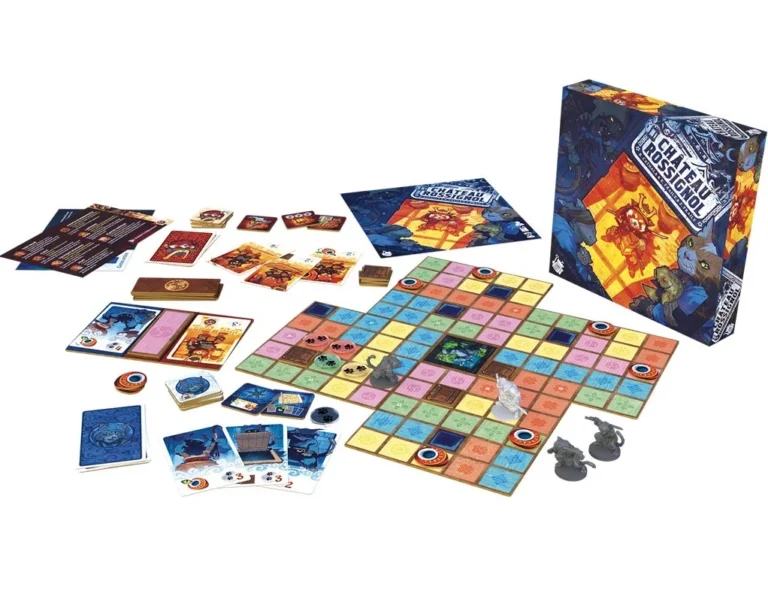 Jeu de plateau avec plateau coloré, pièces et accessoires