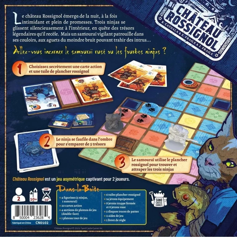 Château Rossignol jeu de société avec ninjas et plateau coloré