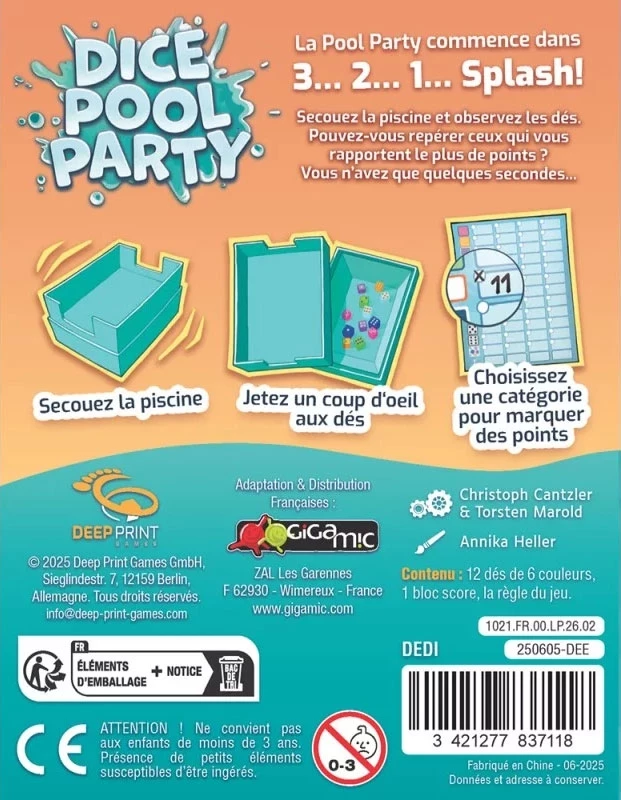 Dice Pool Party jeu de société piscine dés enfants