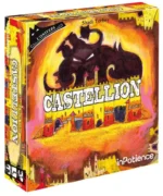 Boîte jeu de société Castle Lion avec lion noir