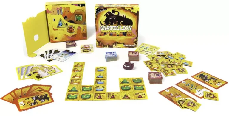 Jeu de société Castellion avec boîte jaune et composants