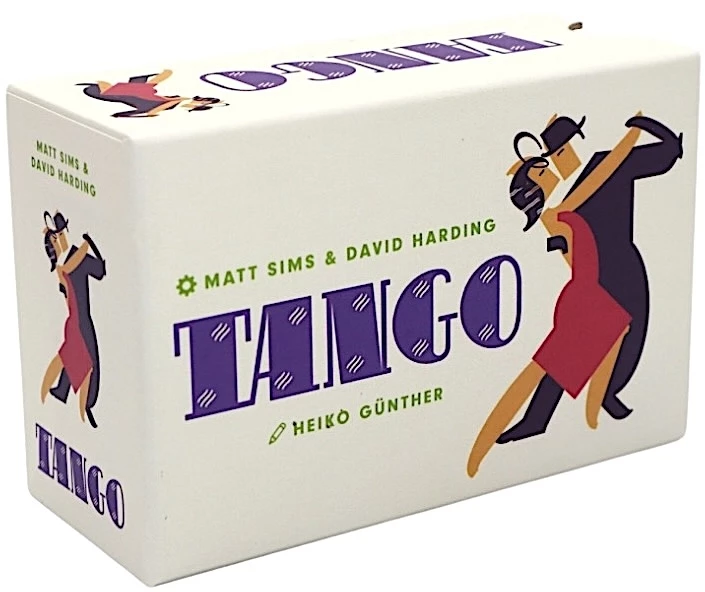 Boîte du jeu de société Tango avec illustrations de danseurs