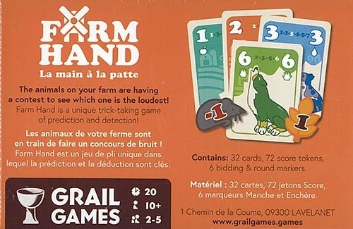 Boîte jeu Farm Hand avec cartes colorées et jetons