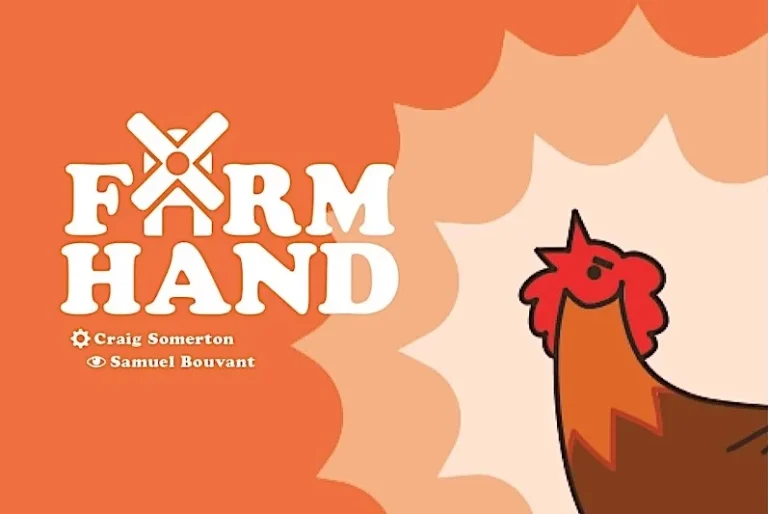Couverture du livre Farm Hand avec un coq stylisé