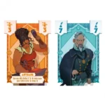 Deux cartes de jeu illustrées avec personnages stylisés