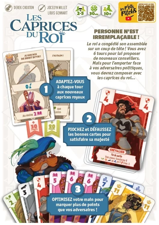 Instructions de jeu Les Caprices du Roi avec cartes colorées