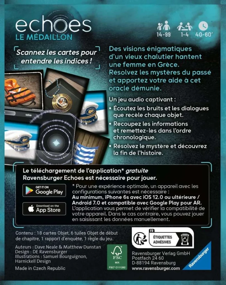 Affiche du jeu Echoes Le Médaillon avec cartes et objets mystiques