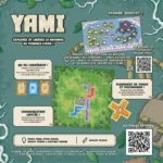 Affiche de jeu de société Yami avec plateau et règles
