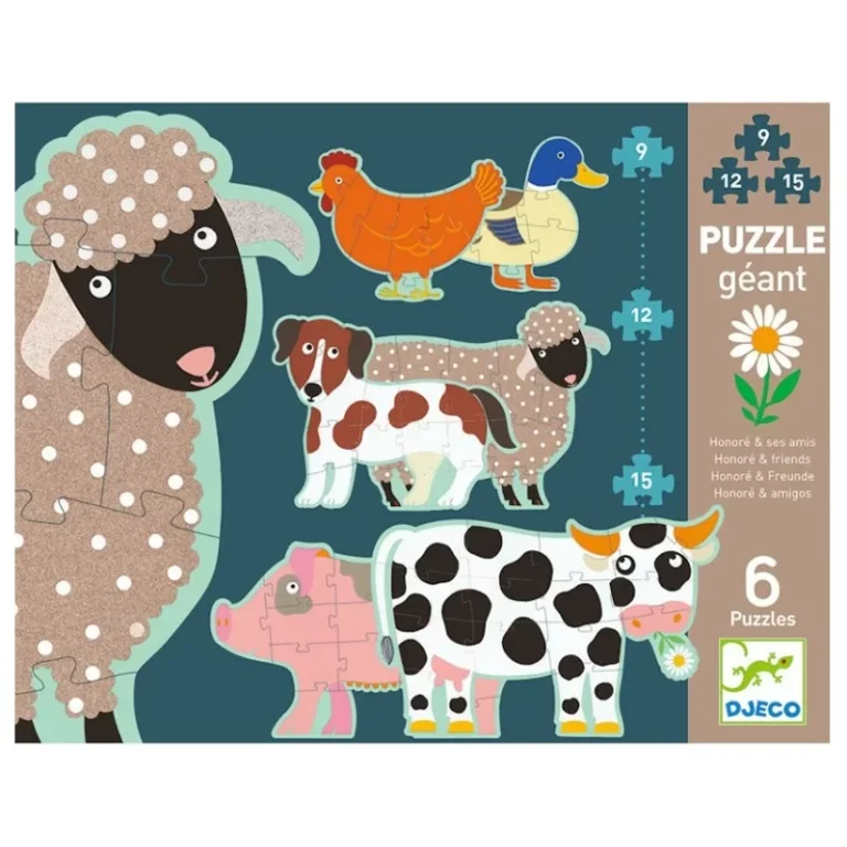 Puzzle géant enfant avec animaux colorés Djeco