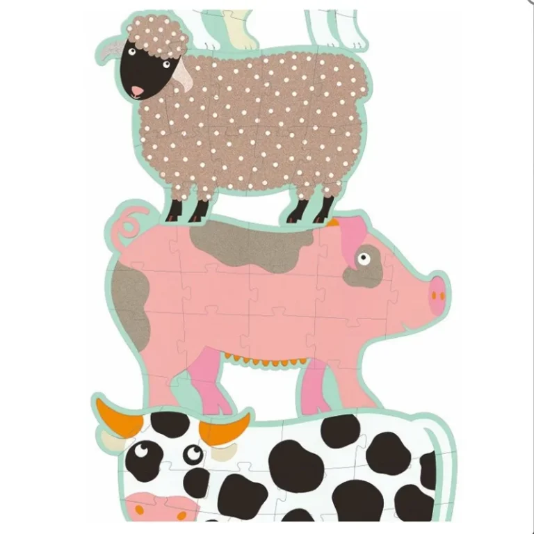 Puzzle empilable coloré avec animaux de ferme