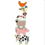 Illustration empilée d'animaux de ferme colorés