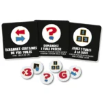 Cartes de règles jeu avec jetons numérotés multicolores