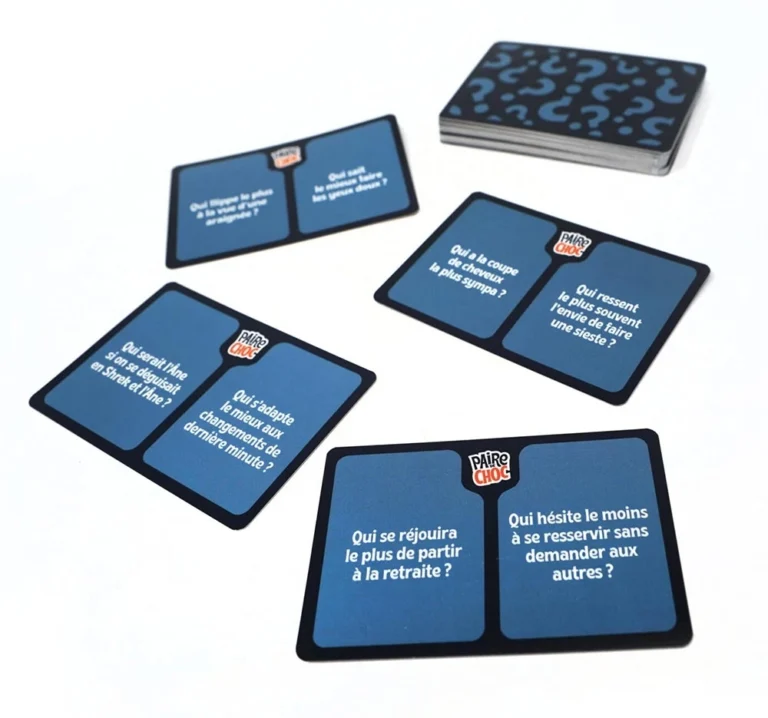 Jeu de cartes Pair e Choc avec questions amusantes en français