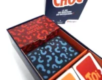 Boîte de jeu Chaos avec cartes à questions colorées