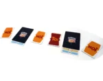 Cartes de jeu colorées Moi, Paire Choc et Toi alignées