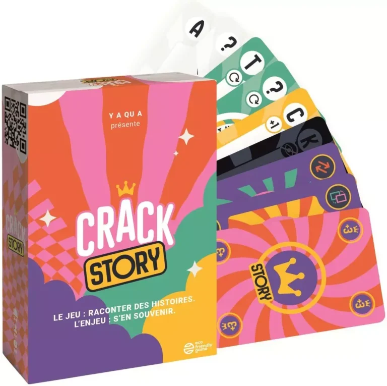Jeu de société Crack Story avec boîte colorée et cartes