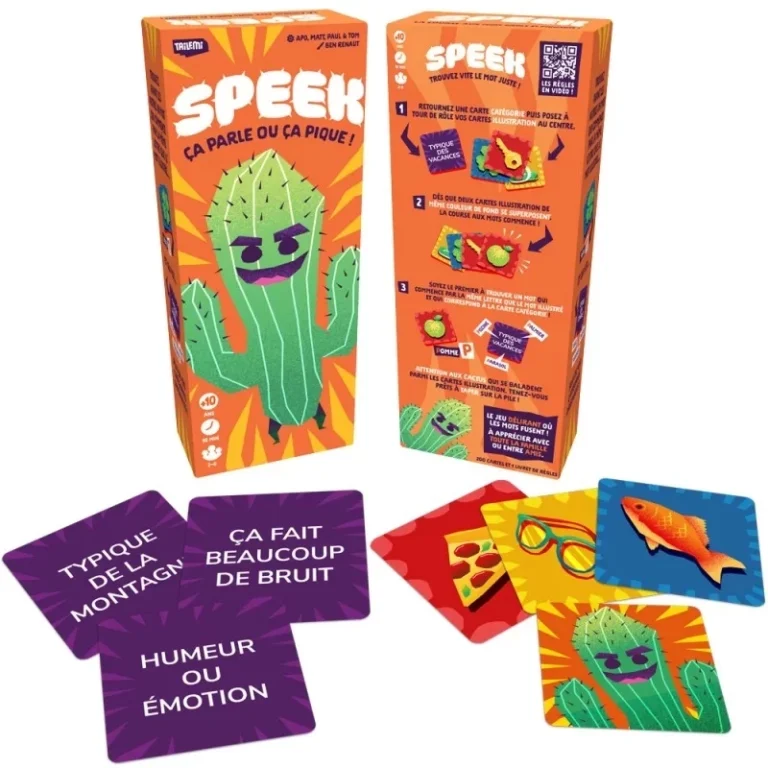 Jeu de société Speek avec boîte et cartes colorées