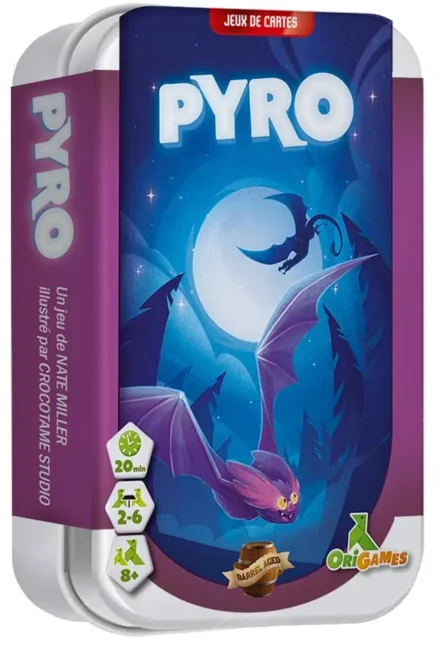 Boîte du jeu de cartes PYRO avec créatures volantes