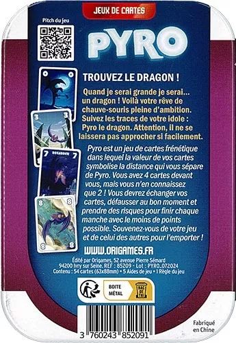 Boîte jeu de cartes Pyro avec dragon bleu