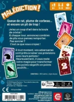 Boîte jeu Malédiction avec cartes illustrées et règles