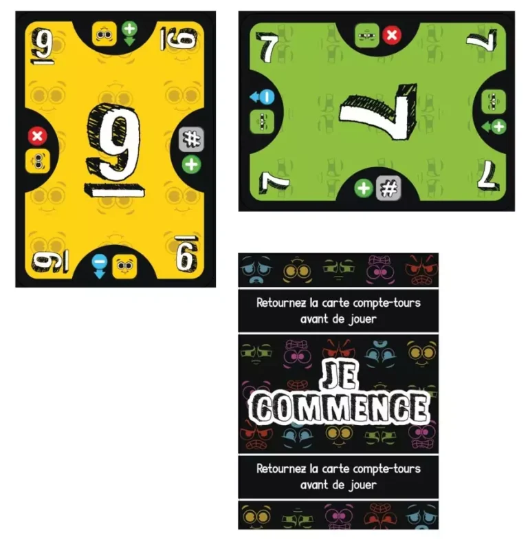 Jeu de cartes avec numéros et symboles interactifs colorés