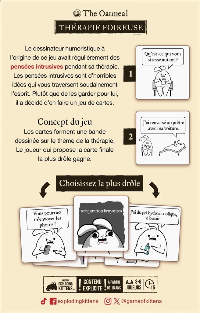 Jeu de cartes humoristique Thérapie Foireuse avec illustrations comiques