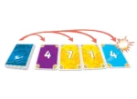 Cartes de jeu colorées avec flèches et explosion visuelle