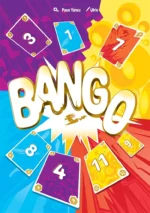 Affiche du jeu de cartes BANGO avec cartes numérotées colorées