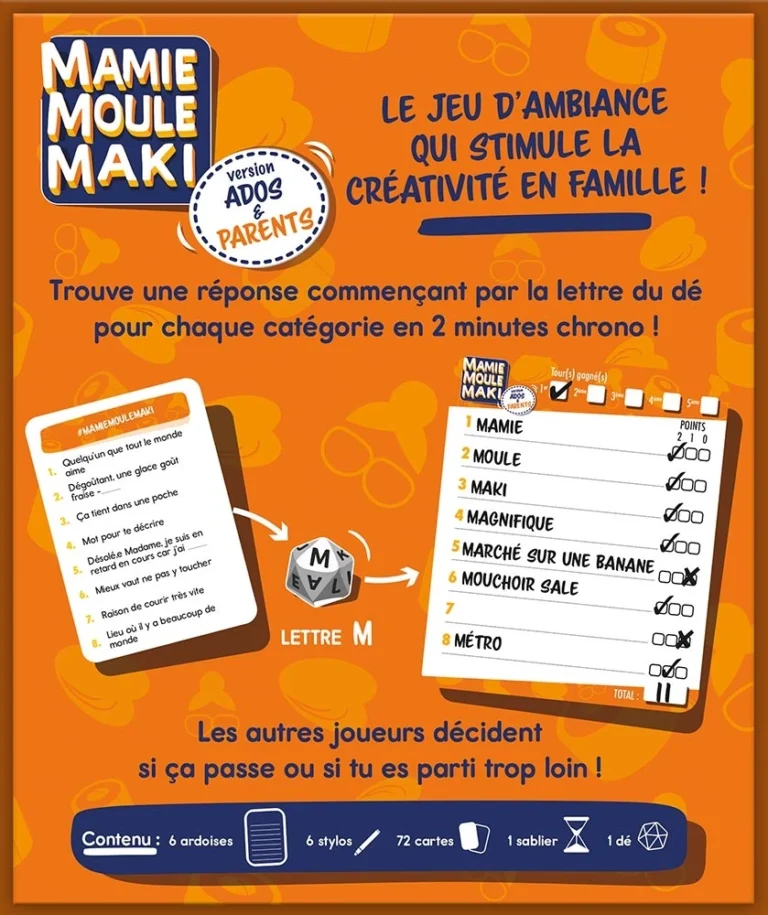 Jeu de société Mamie Moule Maki version adultes et parents