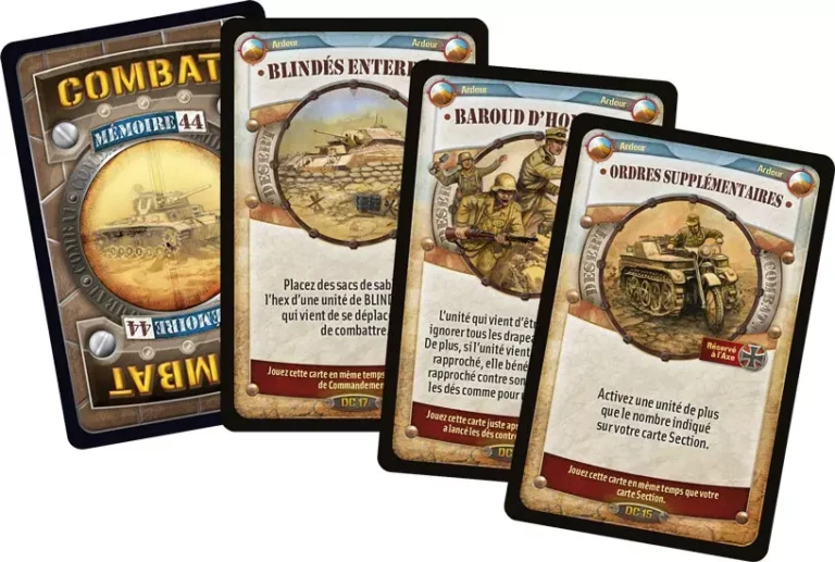 Cartes de jeu Combat Mémoire 44 avec uniformes militaires