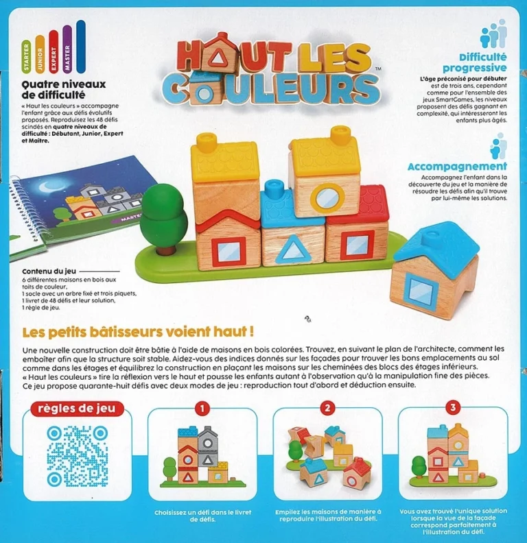 Jeu Haut les couleurs avec maisons en bois colorées