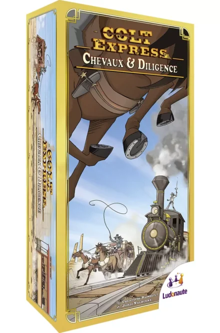 Boîte de jeu Colt Express Chevaux & Diligence avec illustration western