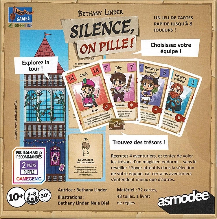 Boîte du jeu de cartes Silence, on pille! avec personnages
