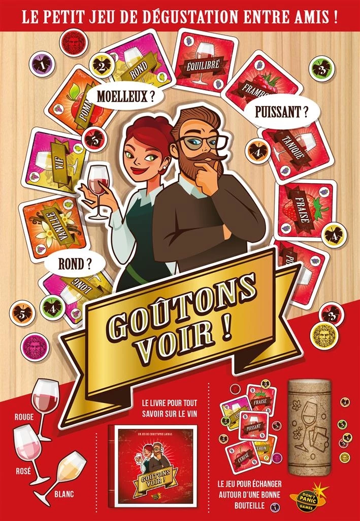 Affiche jeu de dégustation vin entre amis