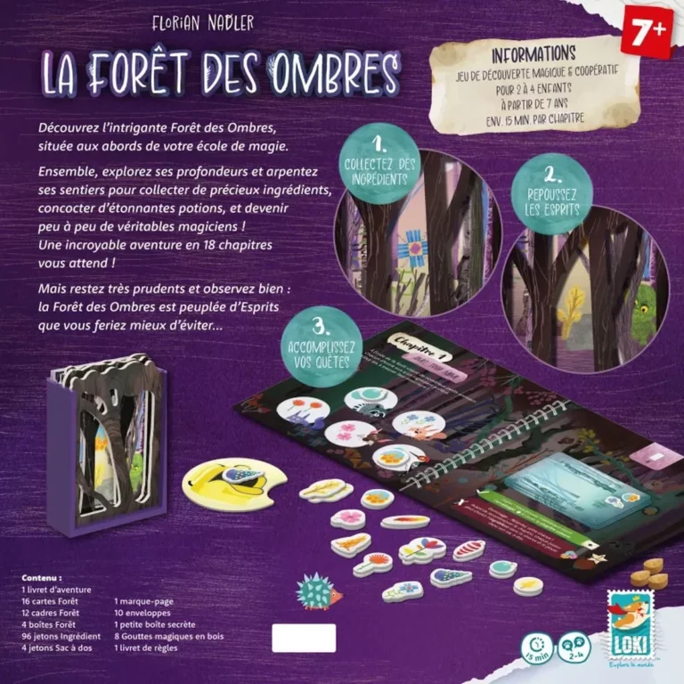 Boîte jeu La Forêt des Ombres Florian Nadler contenu