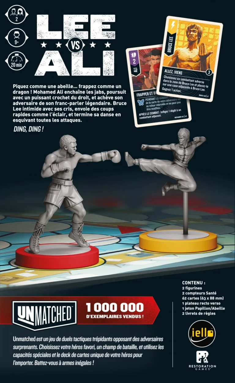 Jeu Unmatched Lee versus Ali avec figurines combat