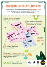 Règles du jeu HilFuu avec cartes colorées et jetons