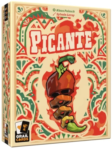 Boîte jeu Picante avec piment épicé stylisé