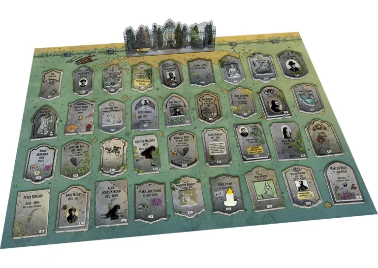 Plan cimetière avec pierres tombales numérotées et portail