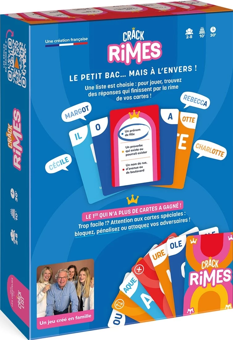 Boîte jeu Crack Rimes, jeu de cartes français familial