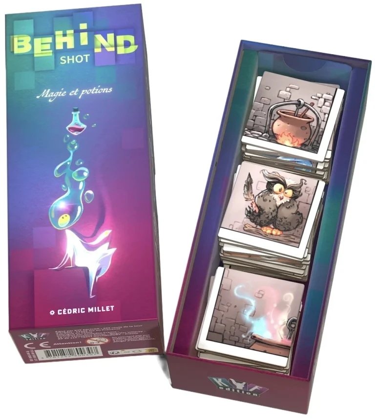Boîte et cartes du jeu Behind Shot Magie et potions
